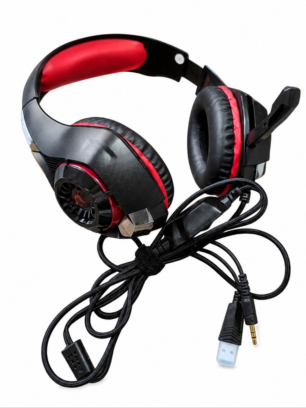 Beexcellent GM-1 Wired Gaming Headset with Mic LED USB 3.5mm PC PS4 Xbox Black/R